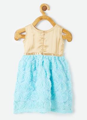 Blue printed blended cotton kids-frocks 2