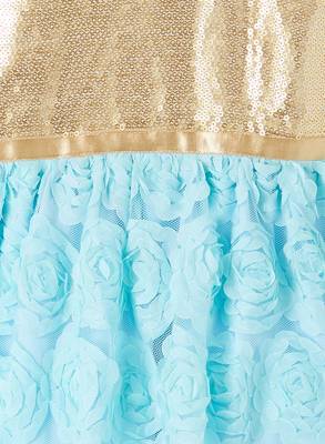Blue printed blended cotton kids-frocks 3
