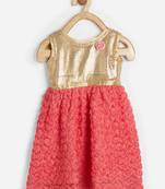 Red printed blended cotton kids-frocks