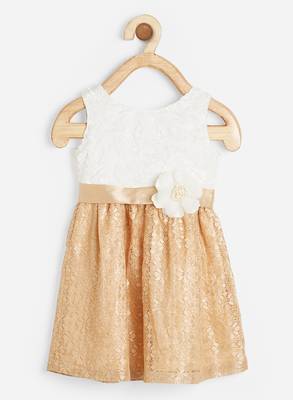 White embroidered satin kids-frocks 1