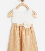 White embroidered satin kids-frocks