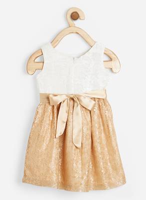 White embroidered satin kids-frocks 2