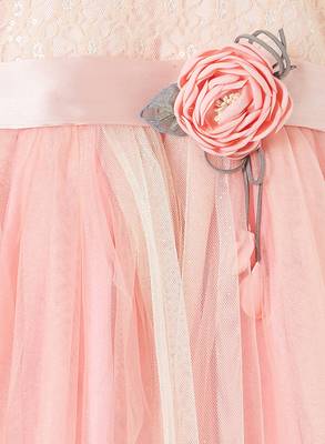 Pink embroidered linen kids-frocks 3