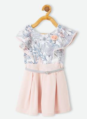 Pink printed silk kids-frocks 1