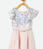 Pink printed silk kids-frocks