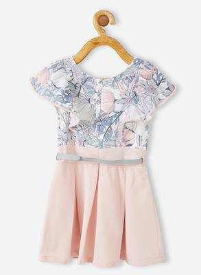 Pink printed silk kids-frocks 2