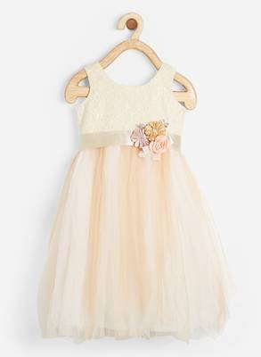 White embroidered satin kids-frocks 1