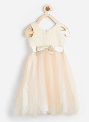White embroidered satin kids-frocks 2