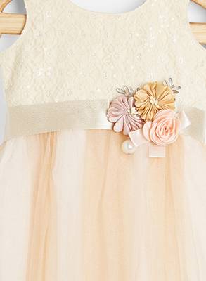 White embroidered satin kids-frocks 3