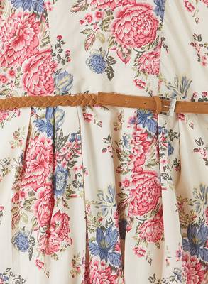 Beige printed cotton kids-frocks 3