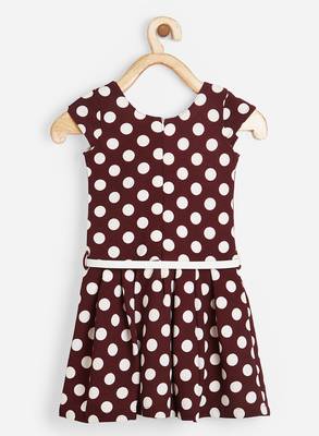 Brown printed blended cotton kids-frocks 2