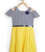 Yellow printed cotton kids-frocks