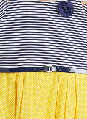 Yellow printed cotton kids-frocks 3