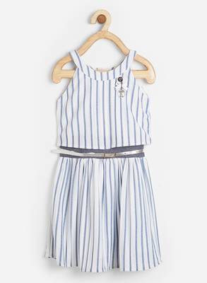 White printed cotton kids-frocks 1
