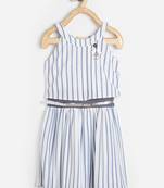 White printed cotton kids-frocks