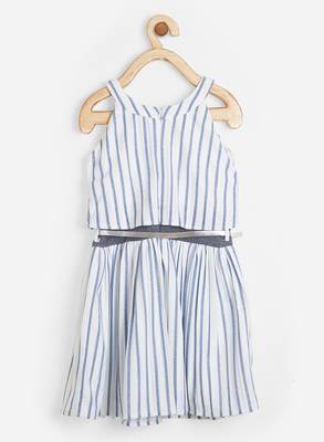 White printed cotton kids-frocks 2