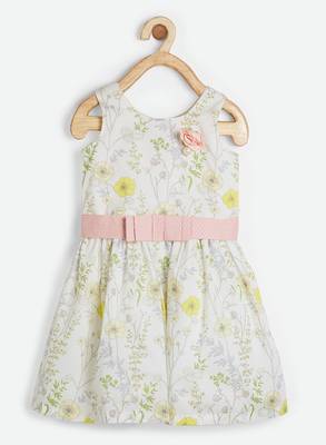 White printed cotton kids-frocks 1