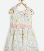 White printed cotton kids-frocks