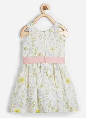 White printed cotton kids-frocks 2
