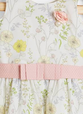 White printed cotton kids-frocks 3