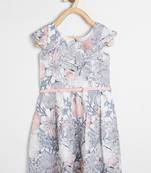 Grey printed cotton kids-frocks