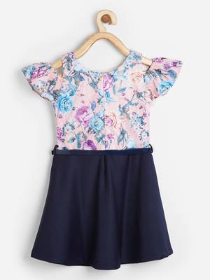 Pink printed cotton kids-frocks 2