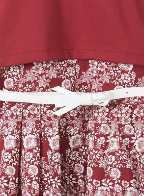 Maroon printed velvet kids-frocks 3