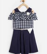 Blue printed cotton kids-frocks