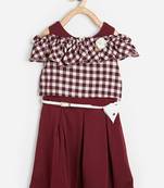 Maroon printed cotton kids-frocks