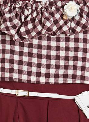 Maroon printed cotton kids-frocks 3