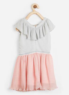 Pink printed satin kids-frocks 2