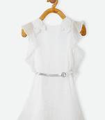 White plain linen kids-frocks