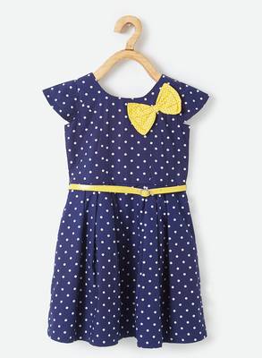 Blue printed cotton kids-frocks 1