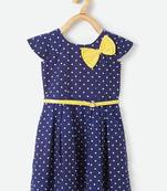 Blue printed cotton kids-frocks