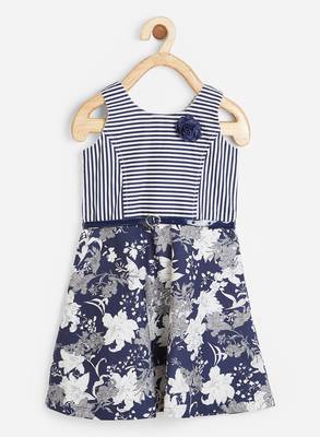 Blue printed cotton kids-frocks 1