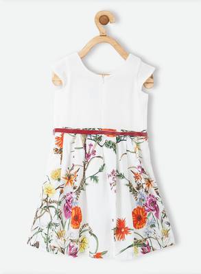 White printed polyester kids-frocks 2