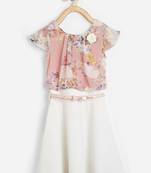 Pink printed satin kids-frocks