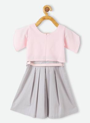 Pink plain velvet kids-frocks 2