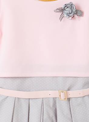 Pink plain velvet kids-frocks 3