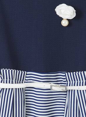 Blue printed velvet kids-frocks 3