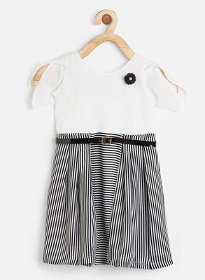 White printed velvet kids-frocks 1