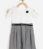 White printed velvet kids-frocks