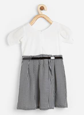 White printed velvet kids-frocks 2