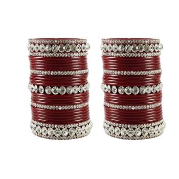 Maroon Crystal Bangles And Bracelets 1