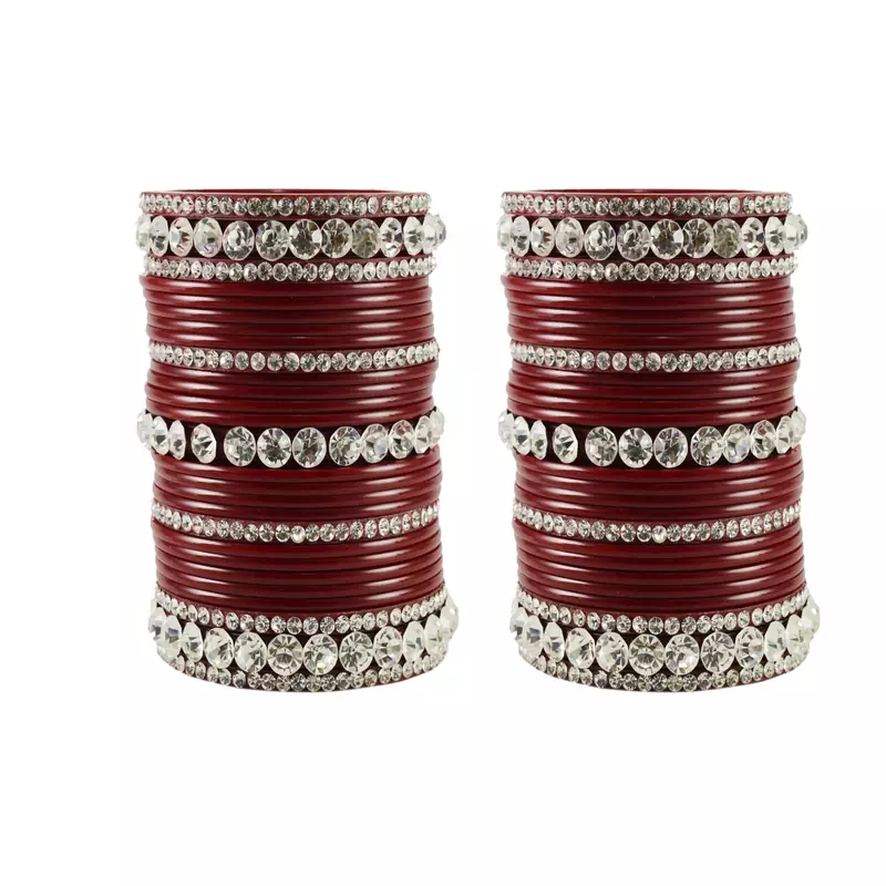Maroon Crystal Bangles And Bracelets