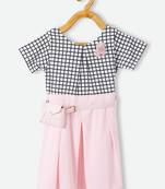 White printed velvet kids-frocks