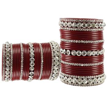 Maroon Crystal Bangles And Bracelets 2