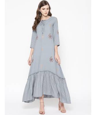 grey printed rayon kurtis 1