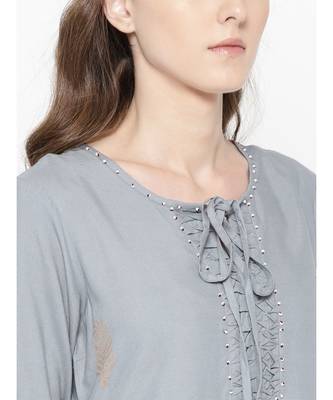 grey printed rayon kurtis 2