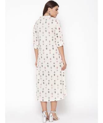 off white printed cotton kurtis 4